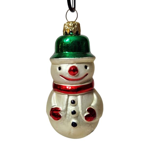 VTG ADORABLE SNOWMAN CHRISTMAS ORNAMENT MADE IN GERMANY MERCURY BLOWN GLASS EUC - Picture 1 of 8